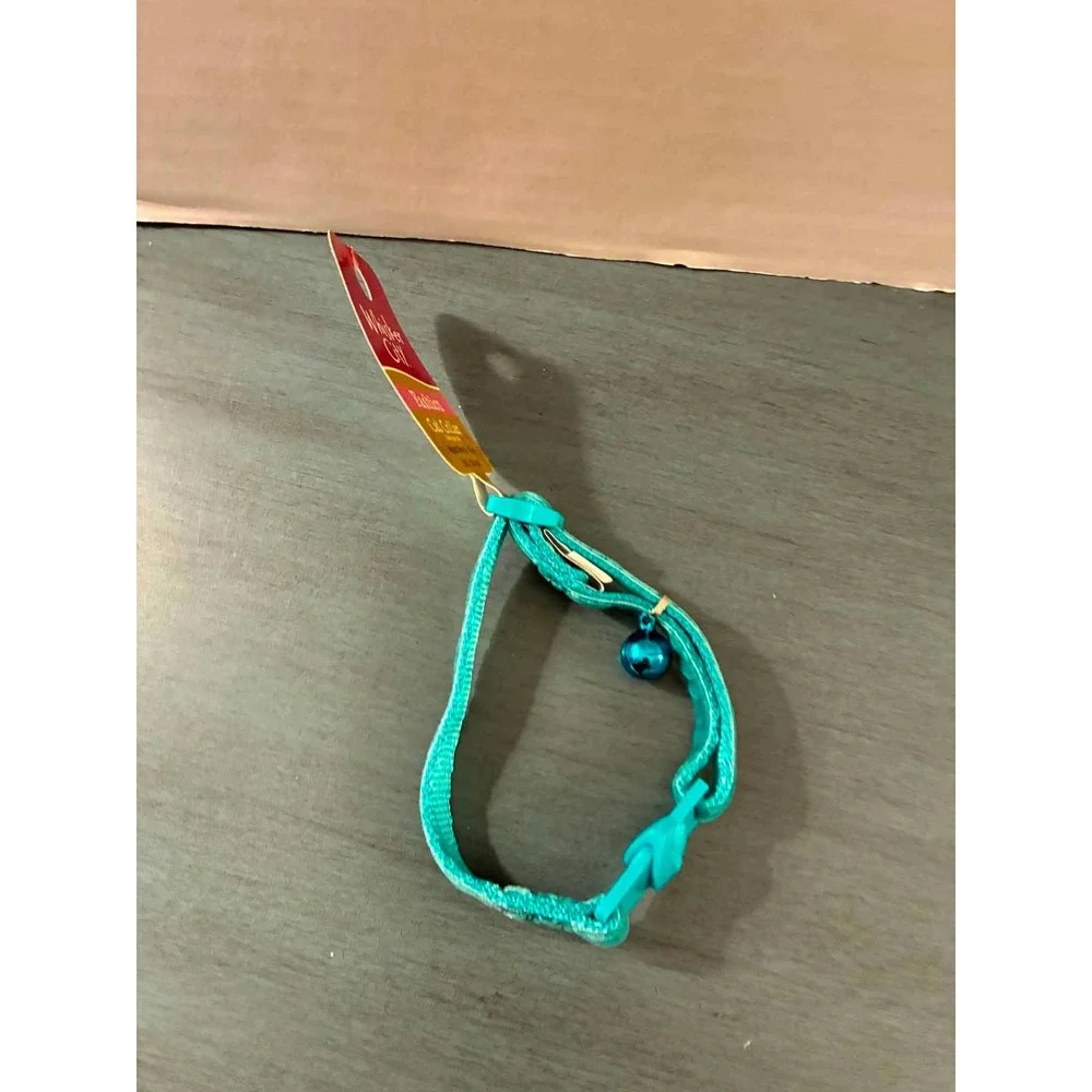 Whisker City Cat Collar OS‎ Teal Velvet Breakaway Bell Adjustable DJ16180A